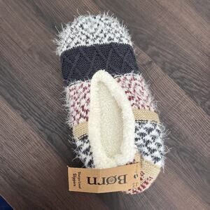 NWT BORN SHERPA LINED MEMORY FOAM NON-SKID FUZZY WARM INDOOR SLIPPERS SZ S/M